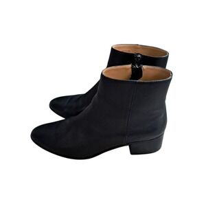 J. Crew Factory Walker Leather Ankle Boots Booties Women's 9 Black Classic Sleek